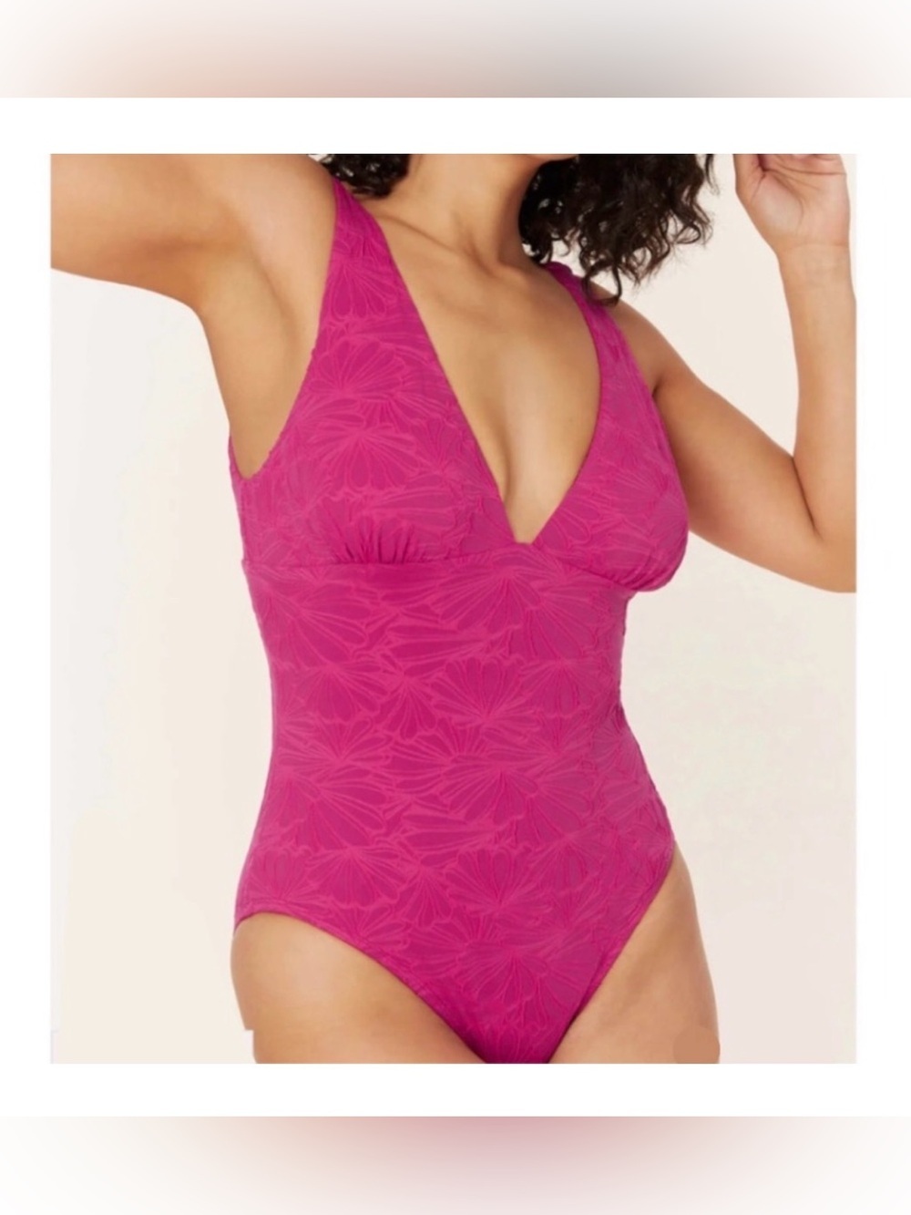 Andie Augustine One Piece Swimsuit Textured Hot Pink , Large
